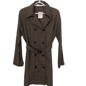 Plaid Long Trench Coat Jacket